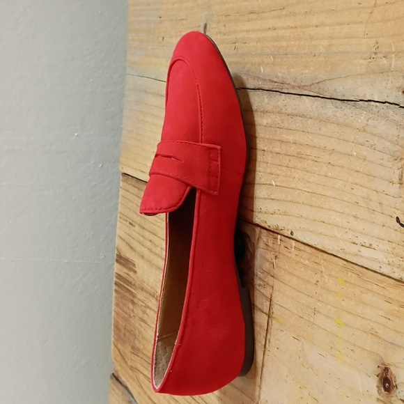 J Crew Red Leather/Suede Slip On Penny Loafers Size 8 NEW - Picture 9 of 11